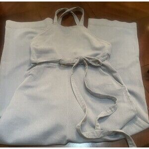 Trendy Marine Layer Tess Jumpsuit Light Denim Wide Leg Cropped Effortless Chic 4